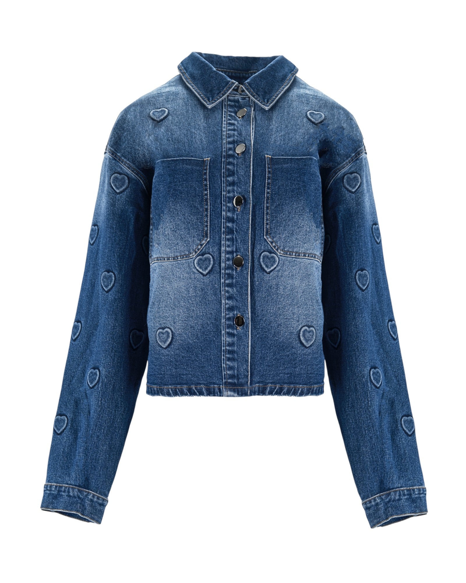 HEART EMBOSSED DENIM JACKET