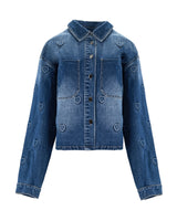 HEART EMBOSSED DENIM JACKET