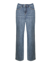 STUDDED DENIM STRAIGHT PANTS