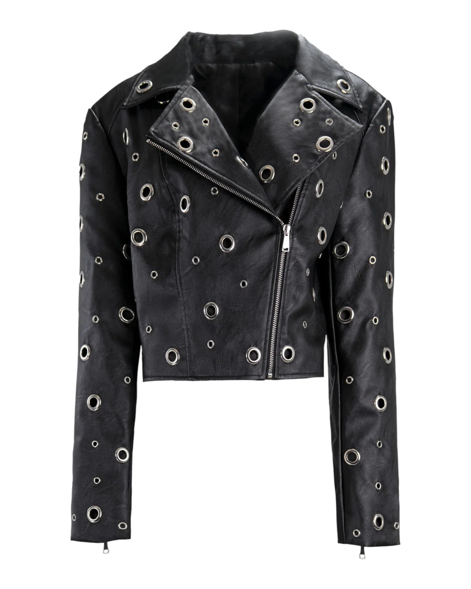 STUDDED LEATHER BIKER JACKET