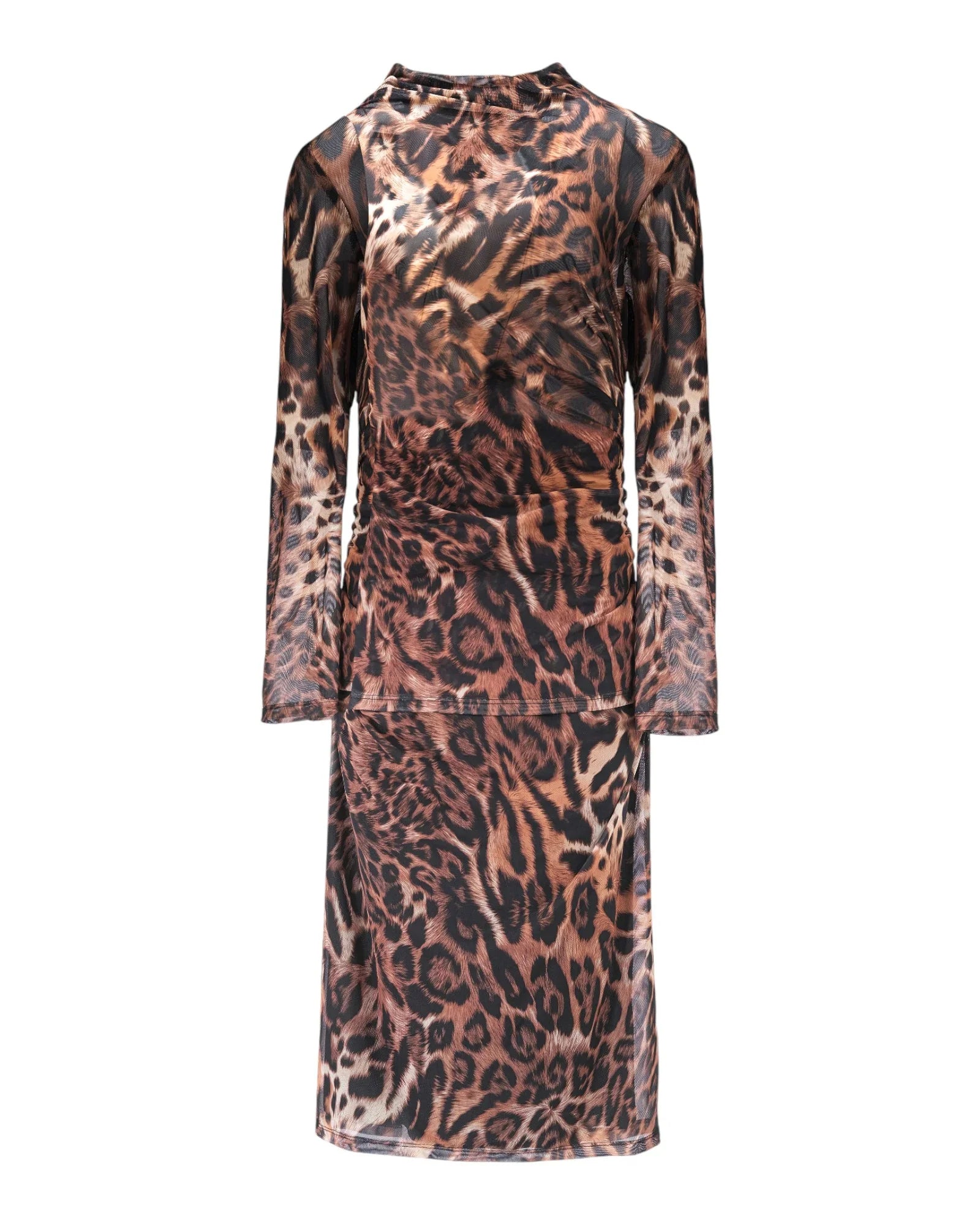 LEOPARD PRINT MESH TWO-PIECE SET