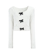 TEXTURED CROPPED JACKET BOW DETAIL