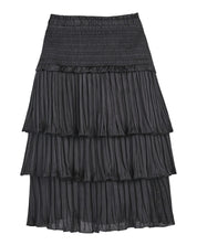 PLEATED TIERED MIDI SKIRT