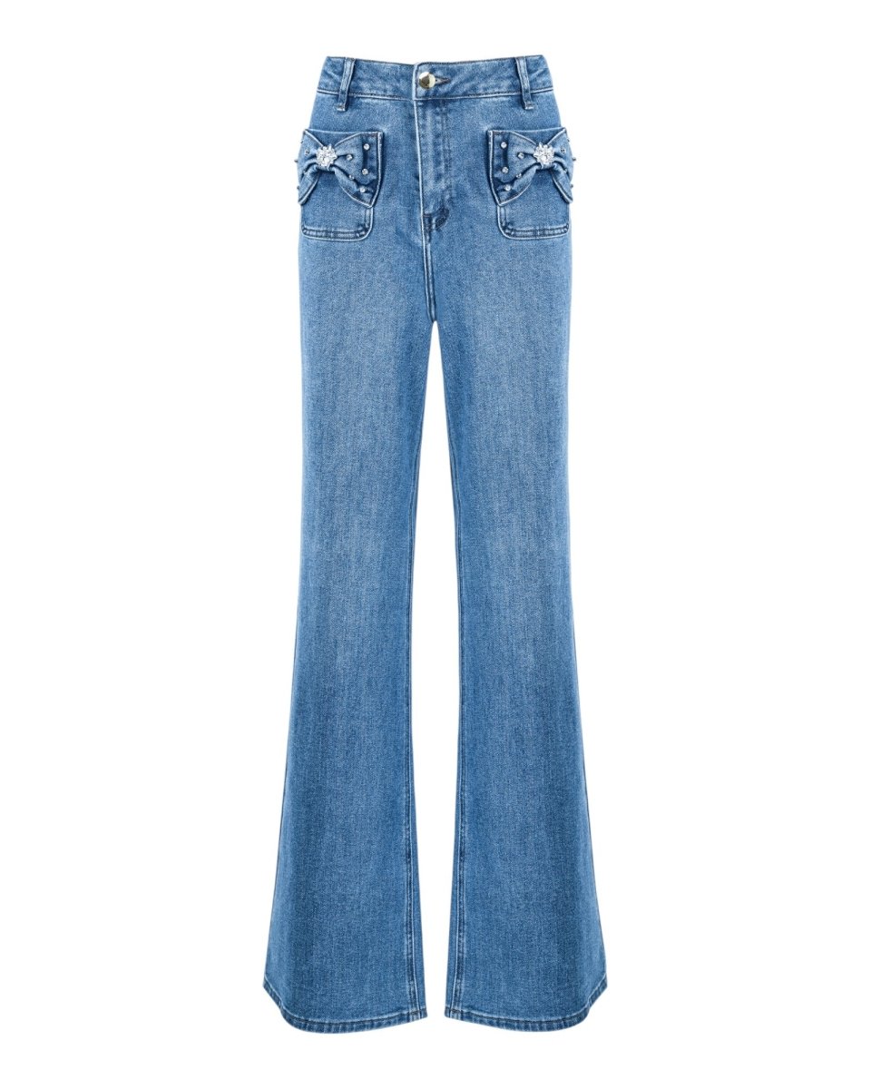 BOW DETAIL WIDE LEG JEANS