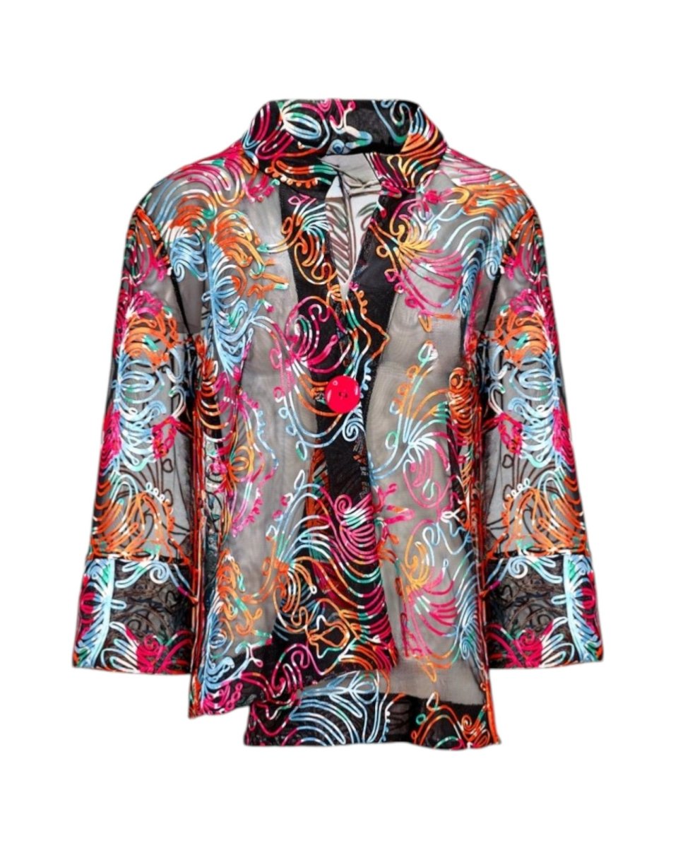 SHEER EMBROIDERED CARDIGAN