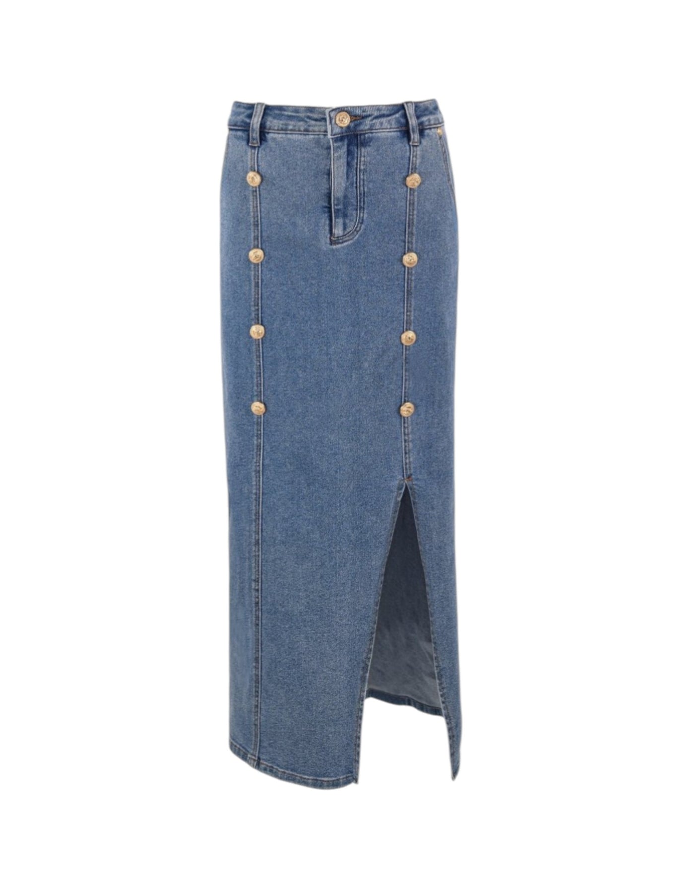 DENIM MIDI SKIRT FRONT SLIT