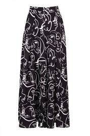 ABSTRACT FACE PRINT WIDE-LEG PANTS