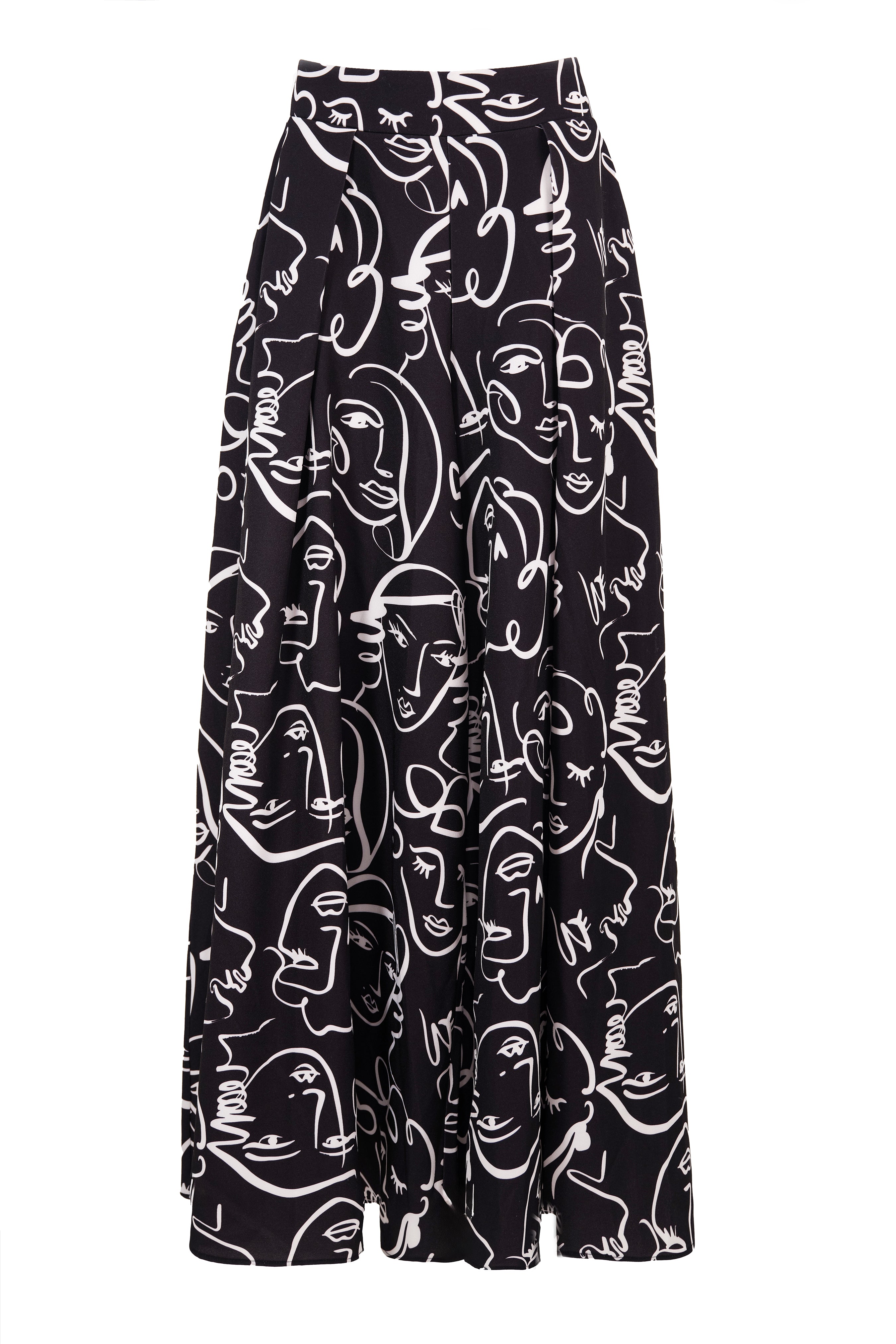 ABSTRACT FACE PRINT WIDE-LEG PANTS