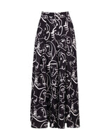 ABSTRACT FACE PRINT WIDE-LEG PANTS