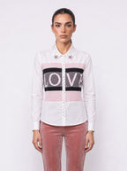CRYSTAL LOVE PANEL POPLIN SHIRT
