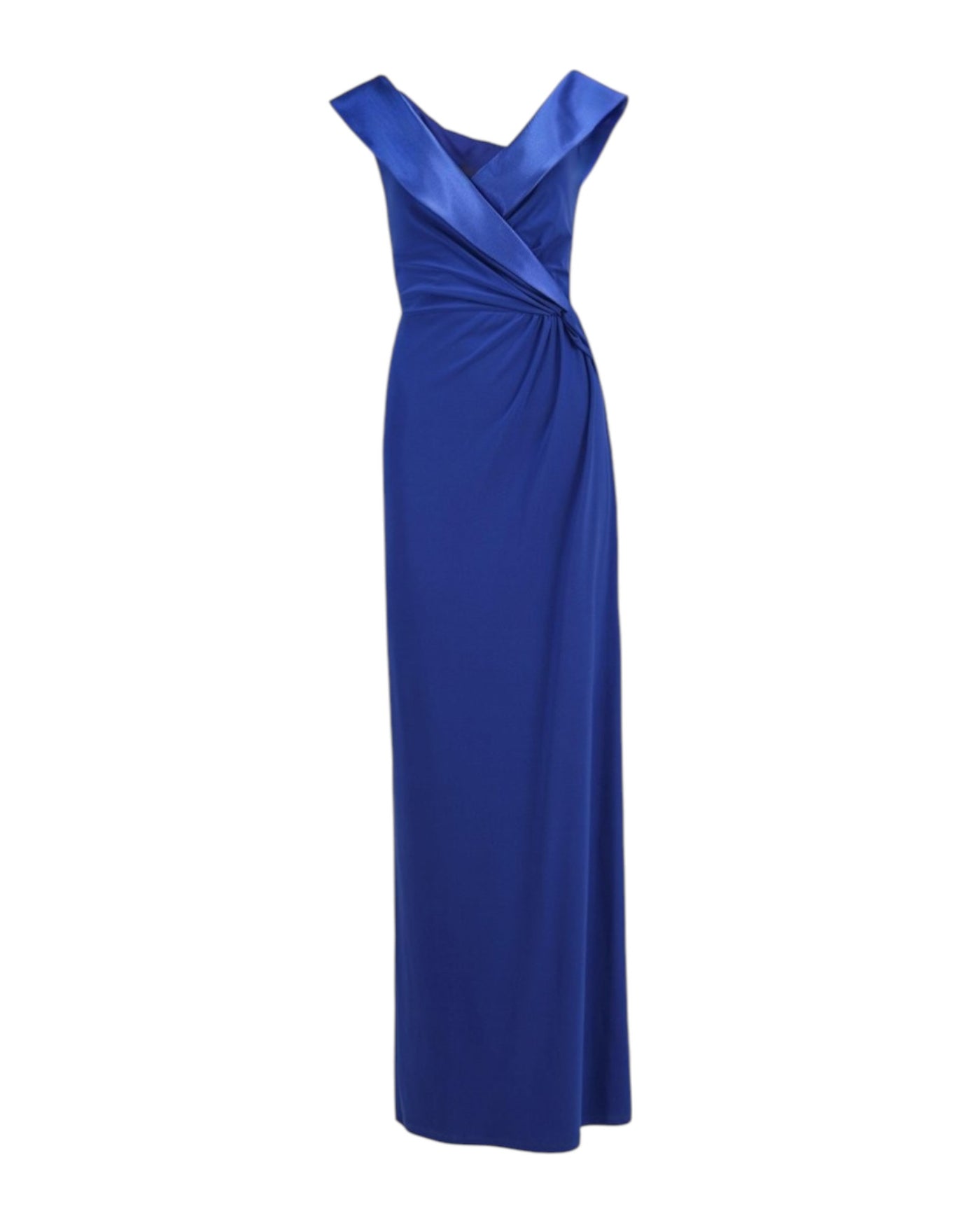 DRAPED SATIN-SHOULDER GOWN
