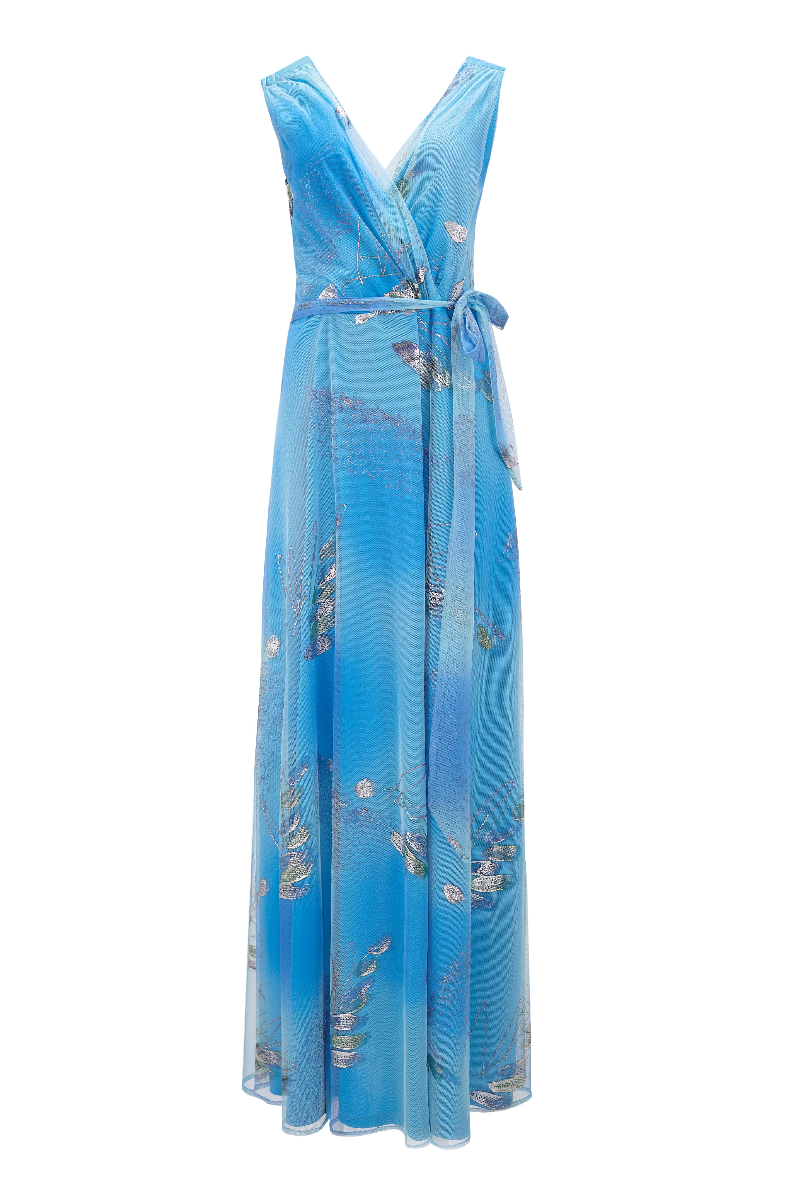 SLEEVELESS V-NECK WRAP MAXI DRESS