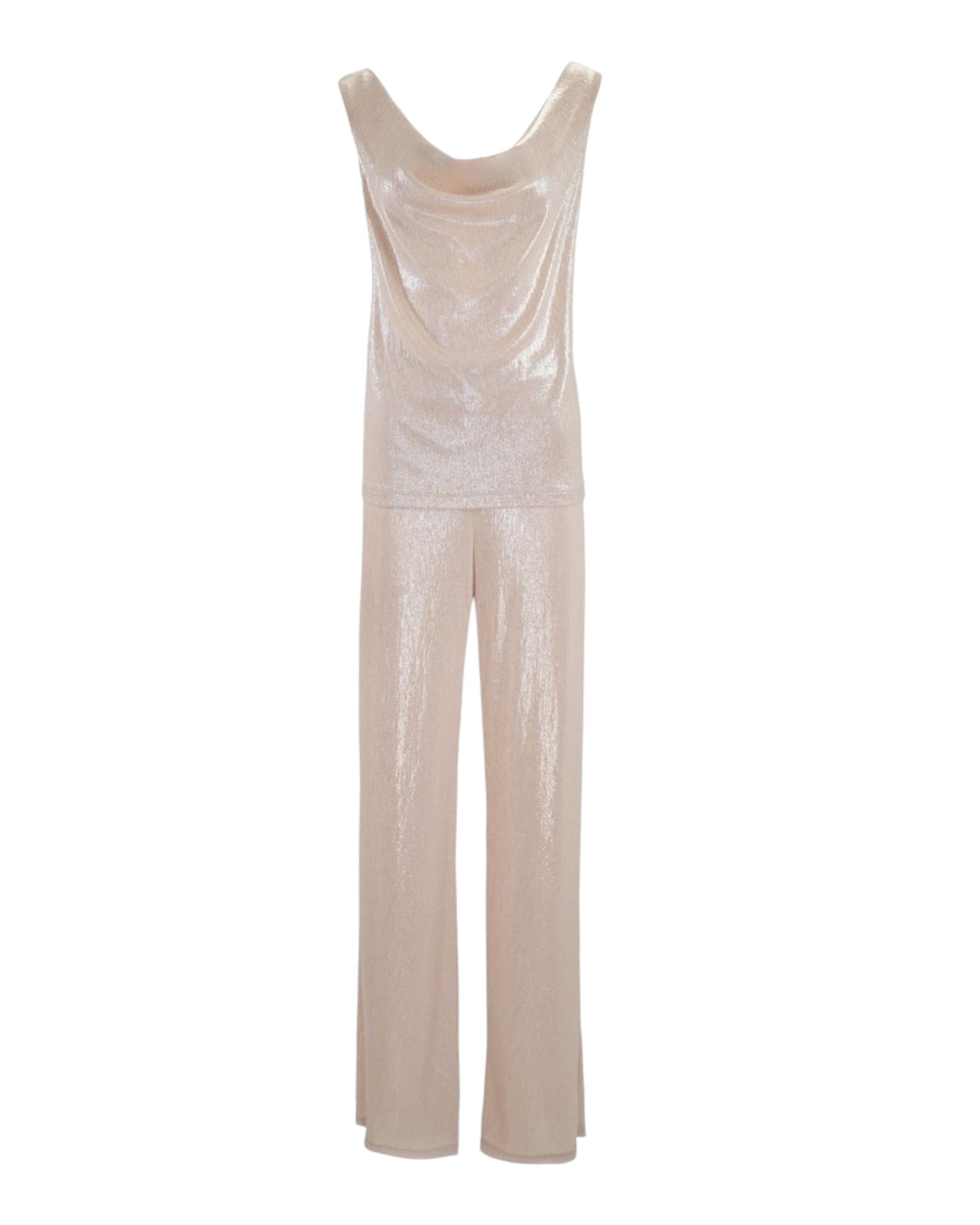 SHIMMERING BUSTIER AND WIDE-LEG PANTS SET