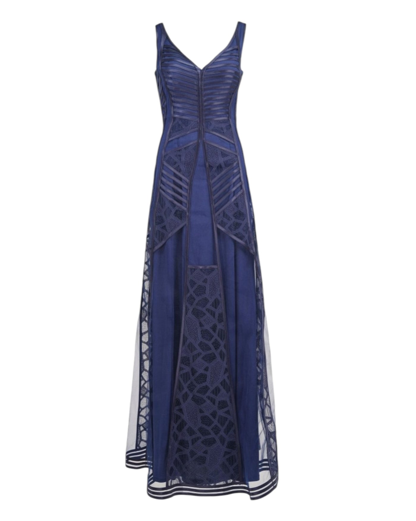 GEOMETRIC PANEL TULLE GOWN