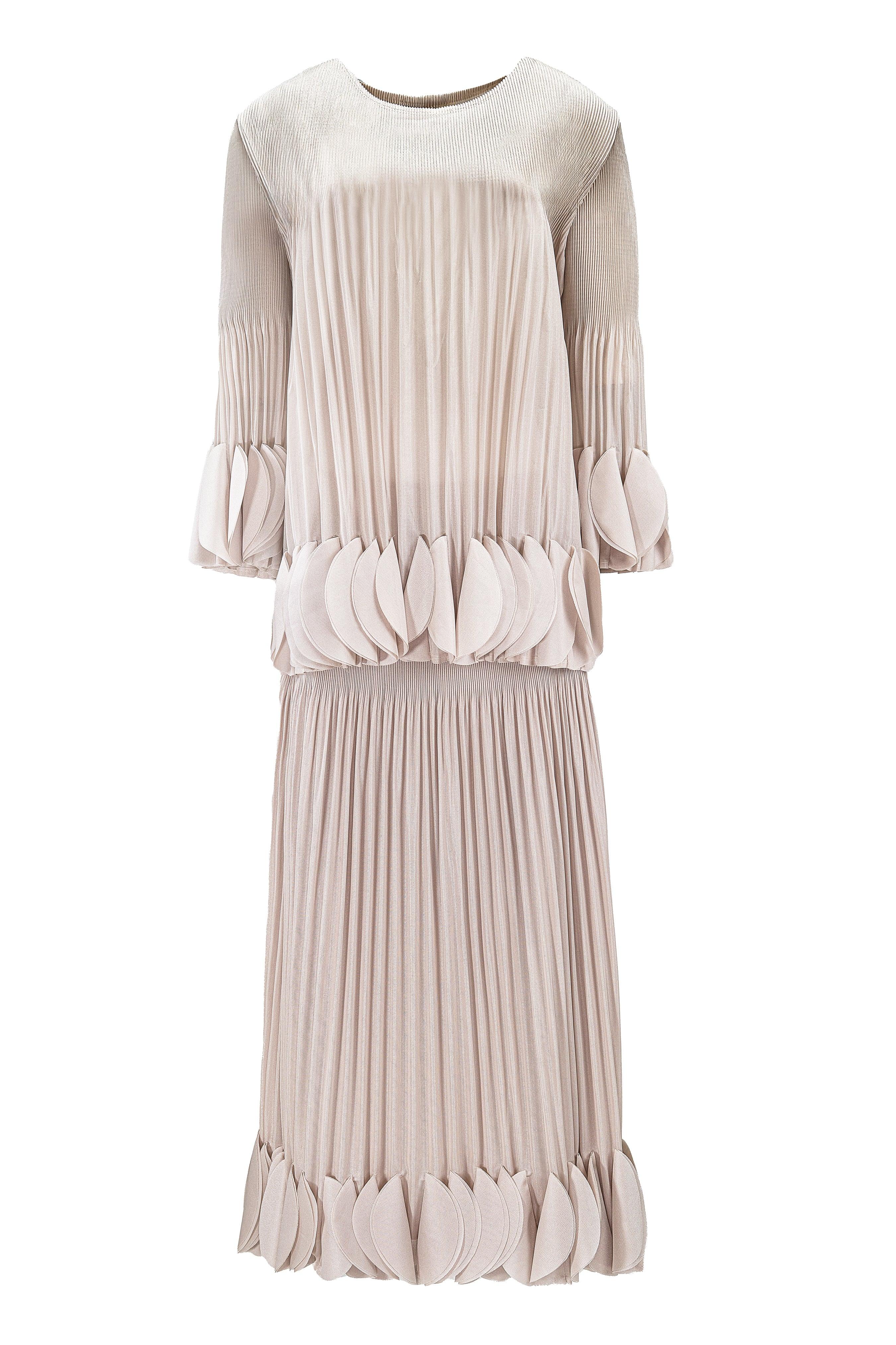 PLEATED BLOUSE AND SKIRT TWO-PIECE SET