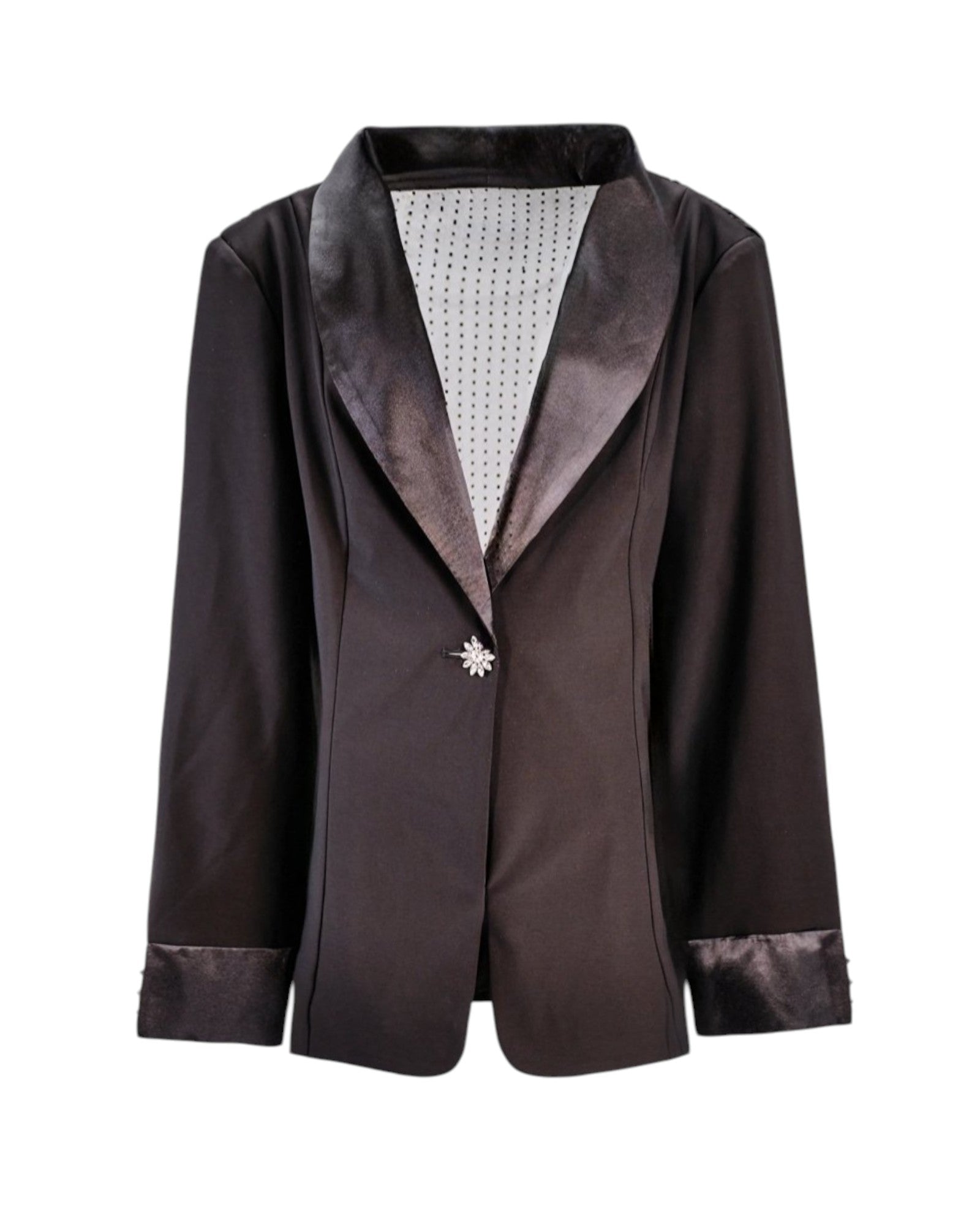 SATIN TRIM TUXEDO BLAZER