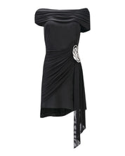 DRAPED OFF-SHOULDER MINI DRESS