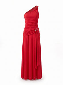 ONE-SHOULDER DRAPED SATIN GOWN