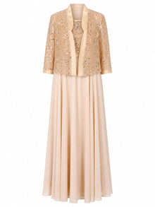 SEQUIN JACKET CHIFFON DRESS