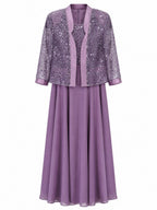 SEQUIN JACKET CHIFFON DRESS