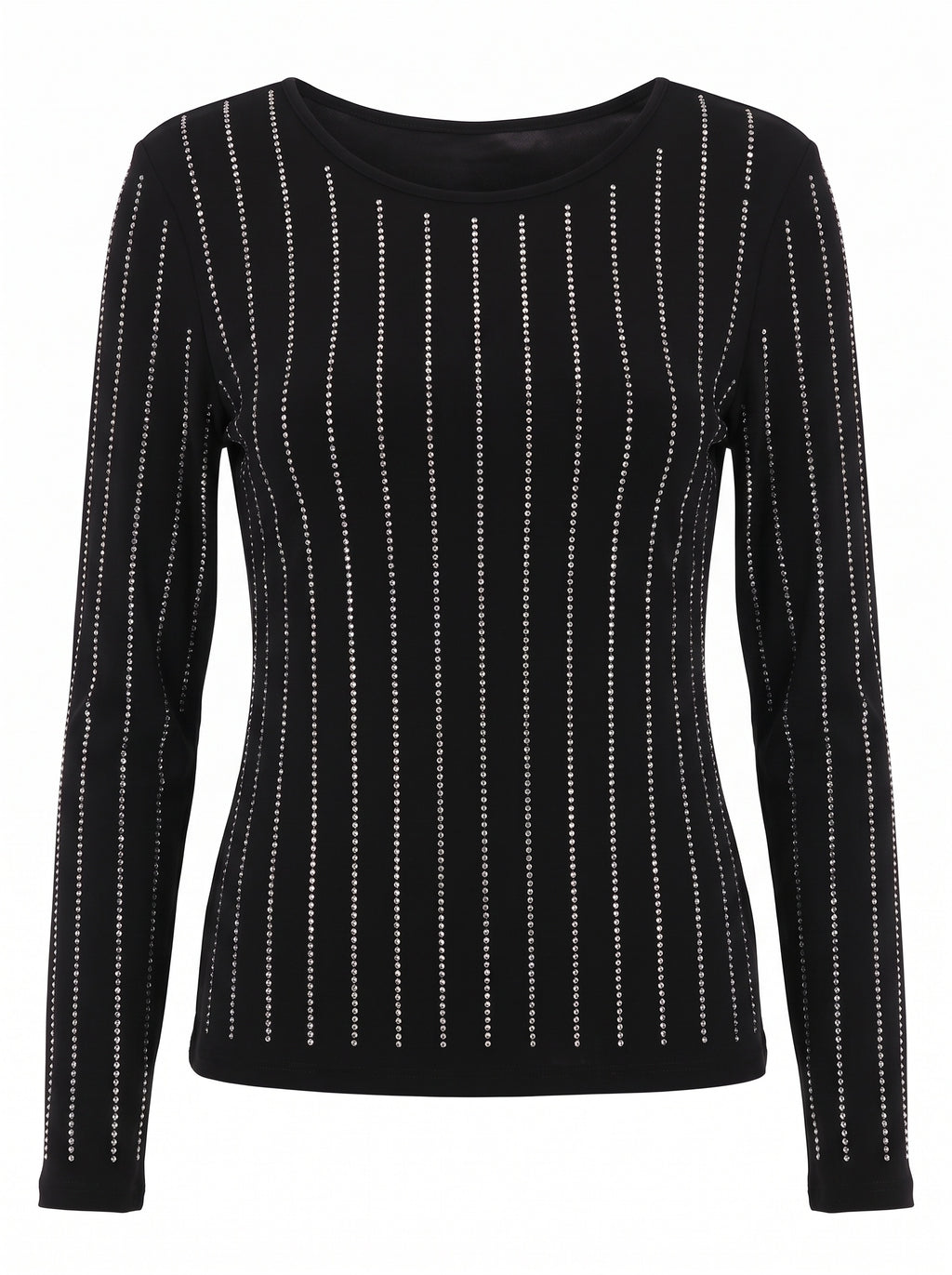 CRYSTAL PINSTRIPE SCOOP-NECK TOP