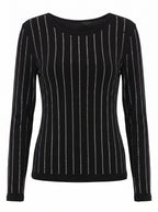 CRYSTAL PINSTRIPE SCOOP-NECK TOP
