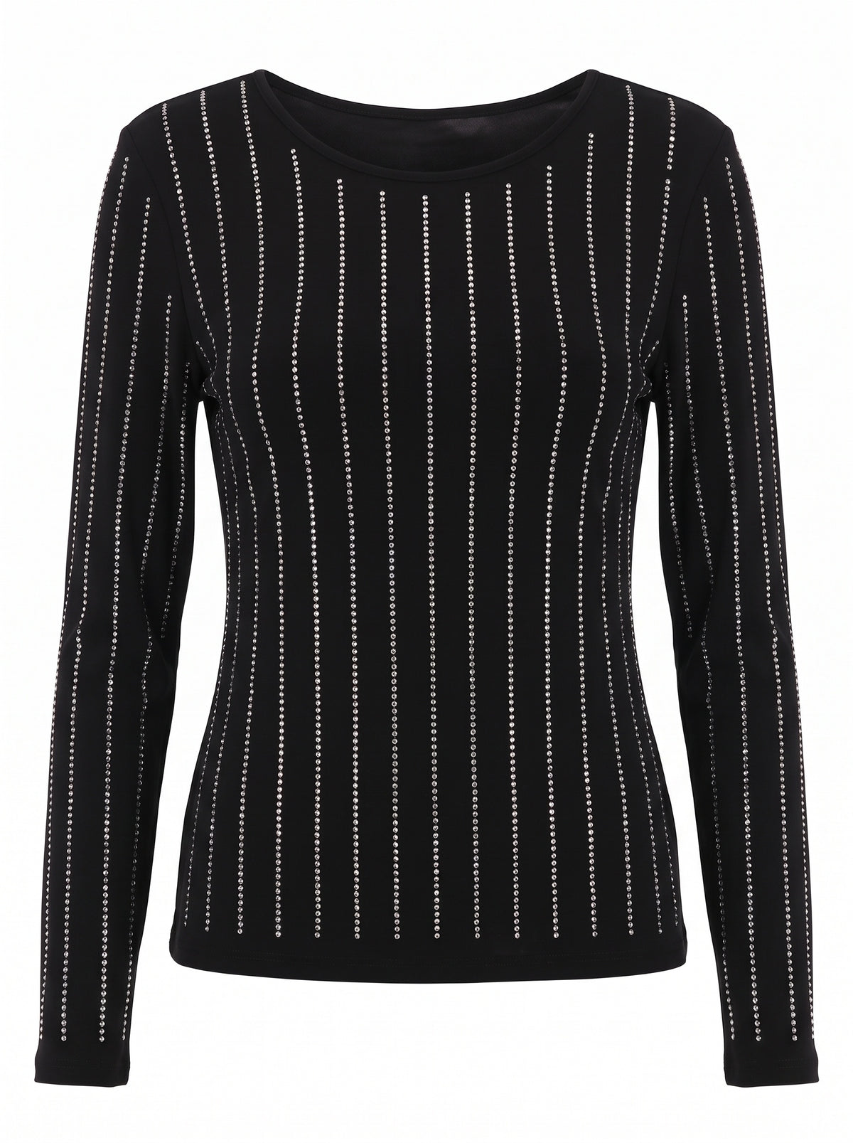 CRYSTAL PINSTRIPE SCOOP-NECK TOP