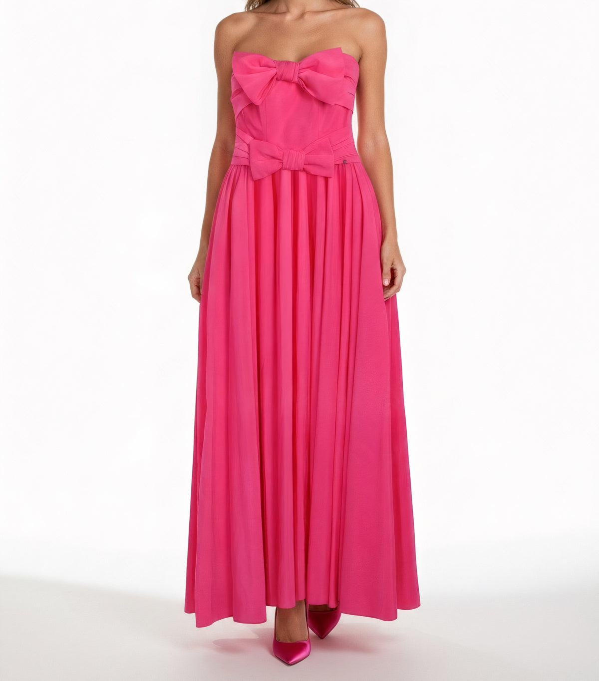 DOUBLE BOW STRAPLESS MAXI DRESS
