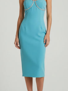 HALTER CRYSTAL MIDI DRESS