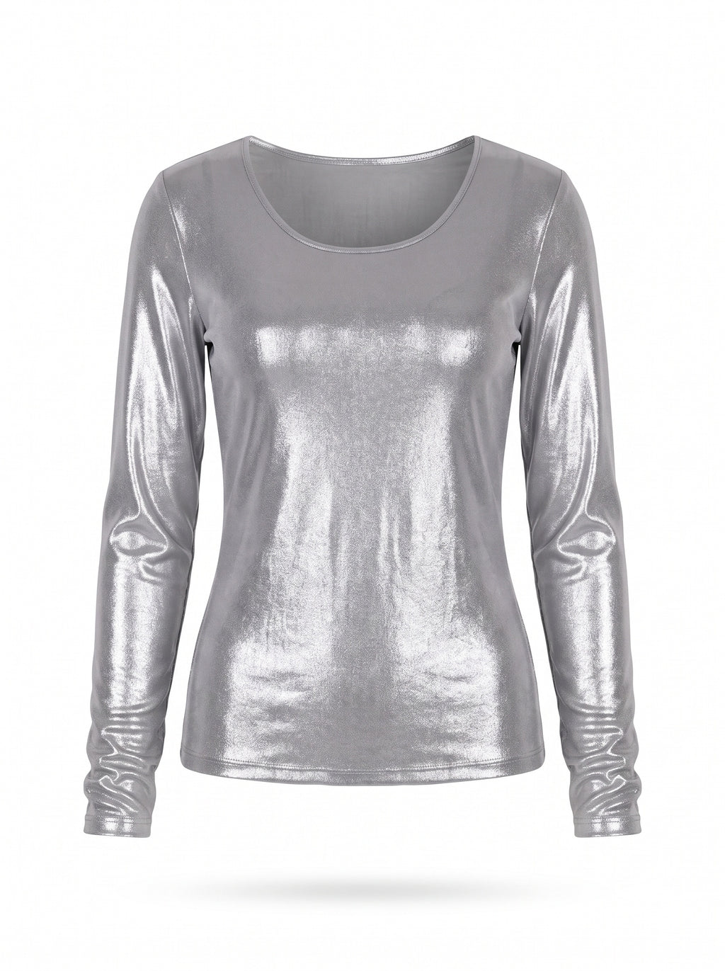 METALLIC FITTED SCOOP-NECK TOP