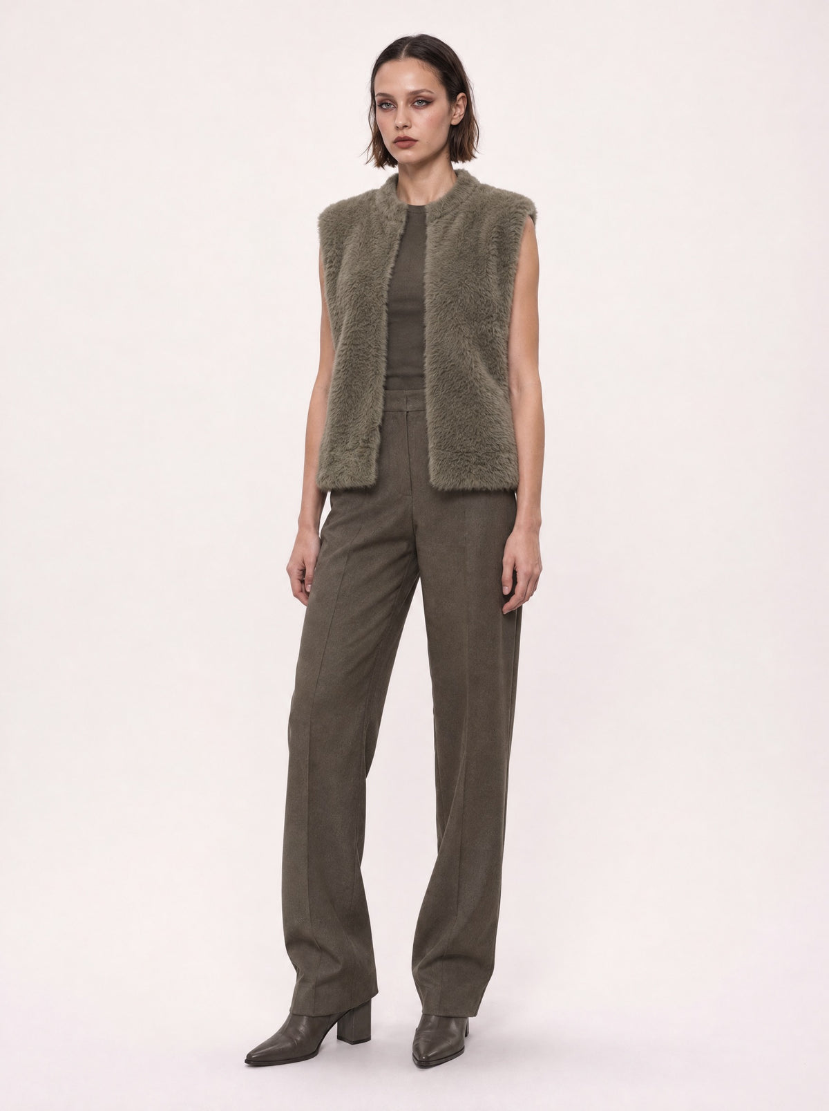 OPEN-FRONT FAUX FUR GILET