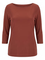 BOAT NECK THREE-QUARTER SLEEVE TOP