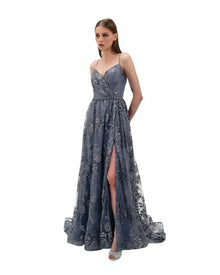 FLORAL SEQUIN EMBELLISHED GOWN