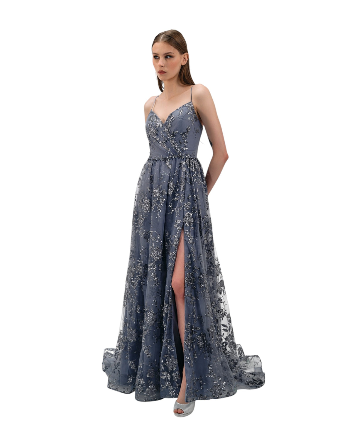 FLORAL SEQUIN EMBELLISHED GOWN