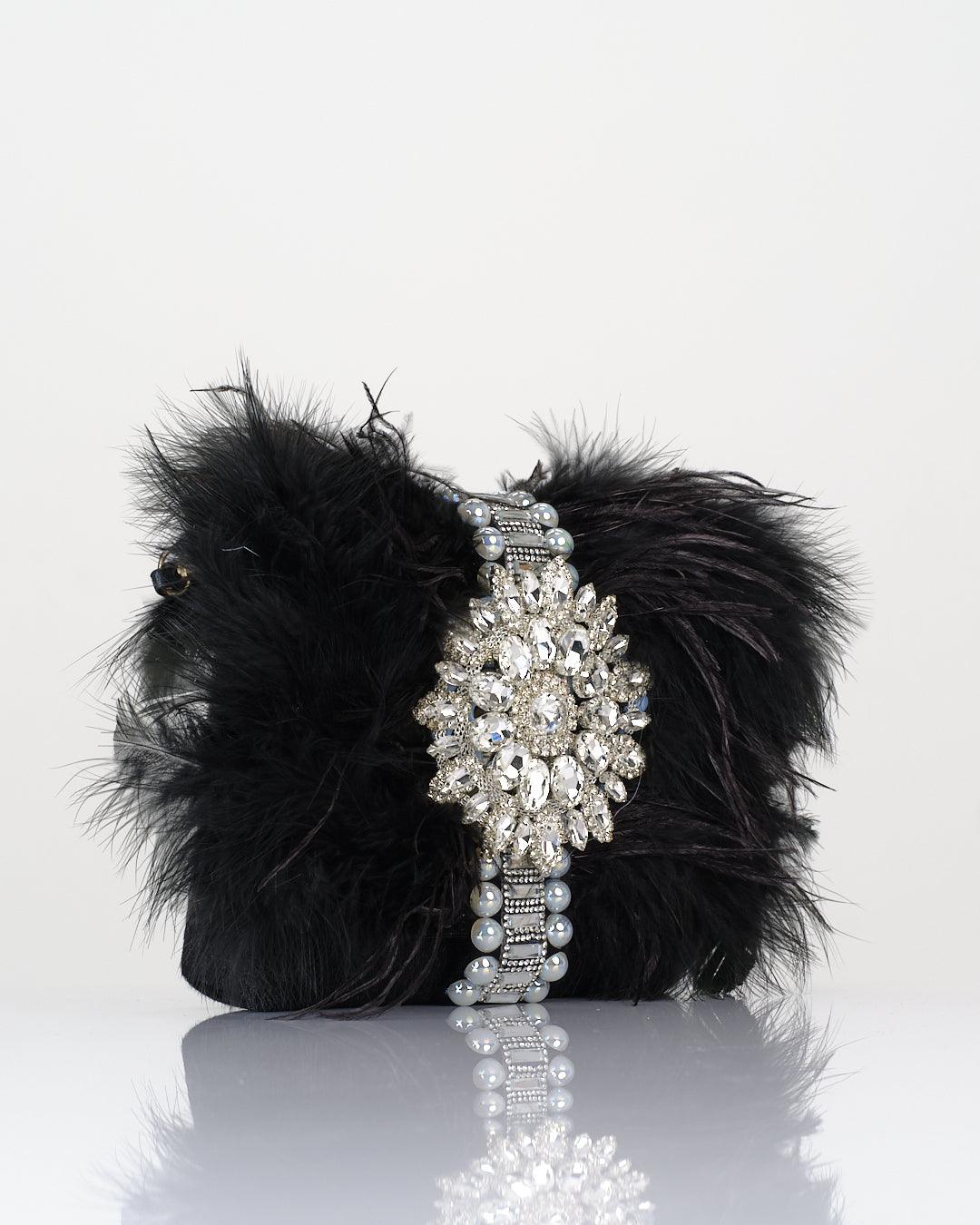 FEATHER EMBELLISHED HANDBAG