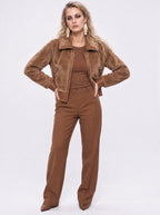 STUDDED SHEARLING-STYLE CROPPED JACKET