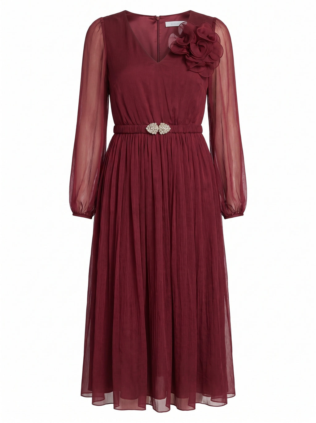 Floral Appliqué Midi Dress