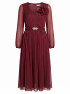 Floral Appliqué Midi Dress