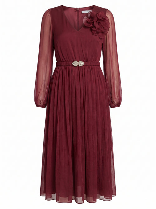 Floral Appliqué Midi Dress
