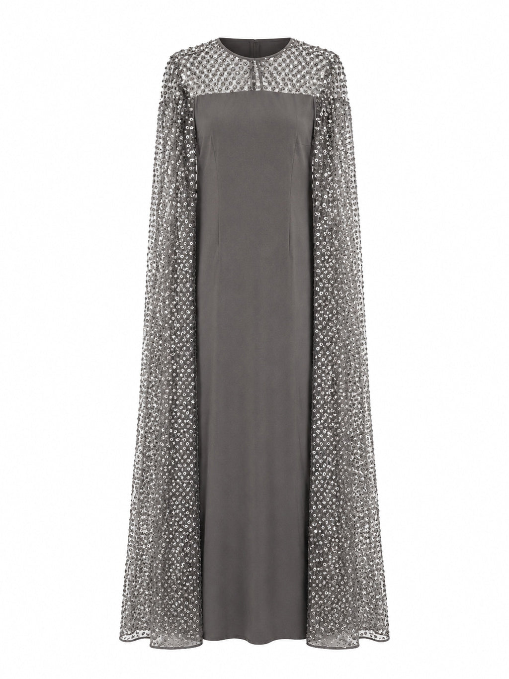 EMBELLISHED CAPE COLUMN GOWN