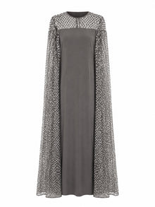 EMBELLISHED CAPE COLUMN GOWN