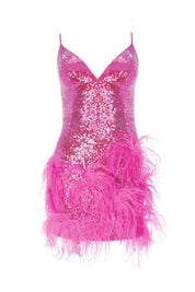 SEQUIN FEATHER MINI DRESS