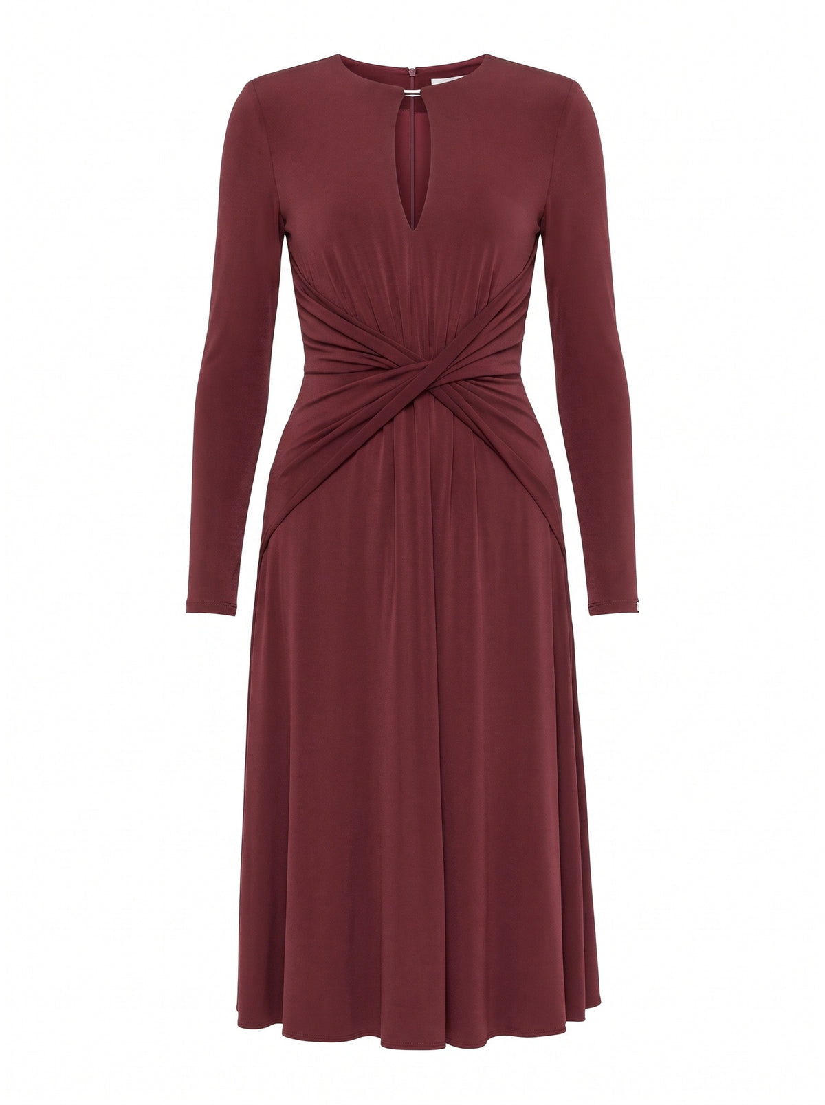 Draped Keyhole Midi Dress