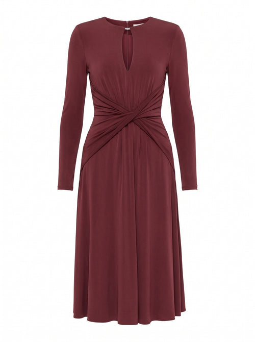 Draped Keyhole Midi Dress