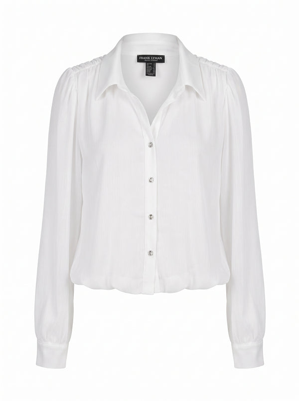 CRYSTAL BUTTON BLOUSON SHIRT