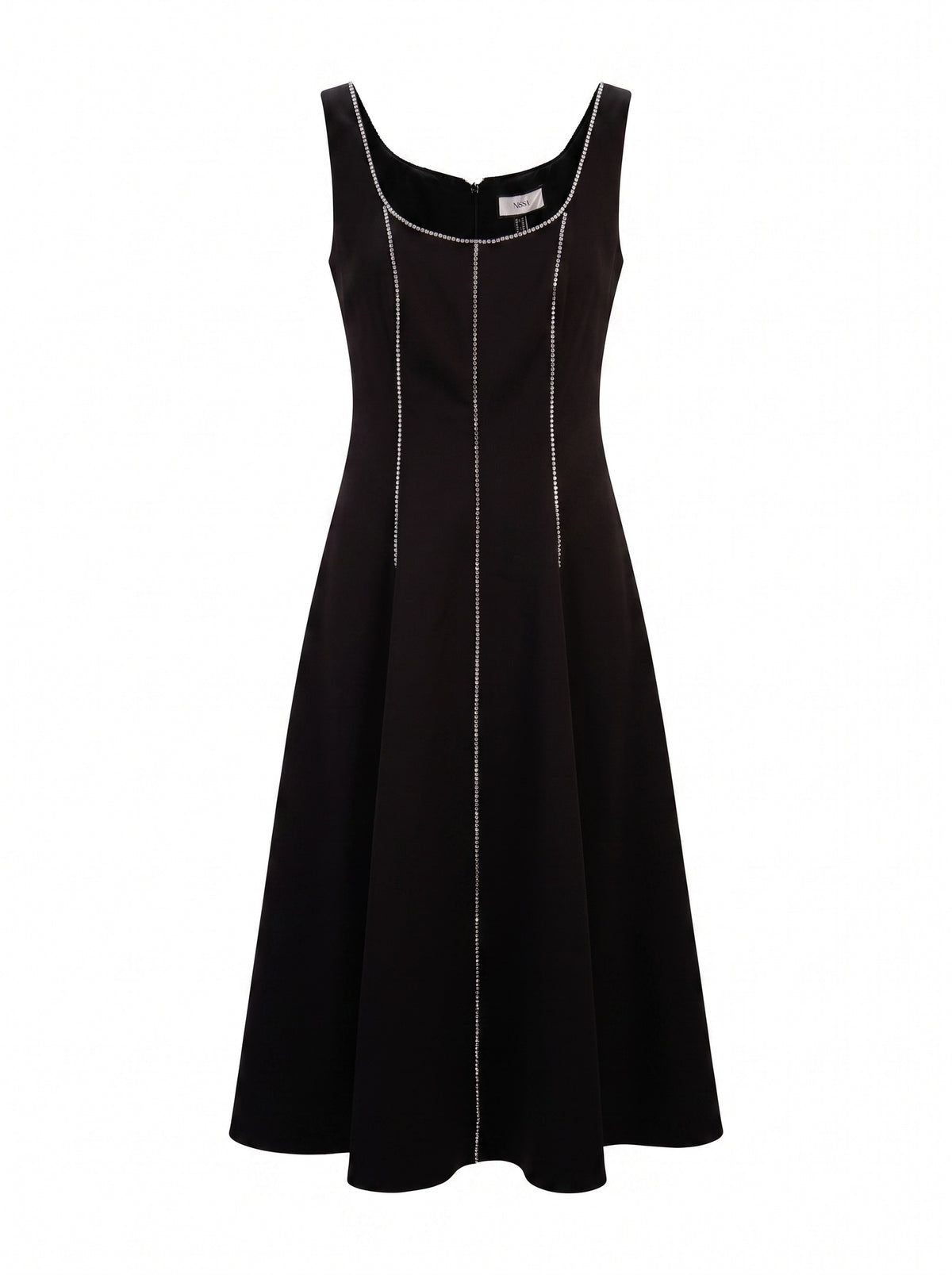 EMBELLISHED PANEL MIDI DRESS