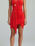 DRAPED ONE-SHOULDER MINI DRESS