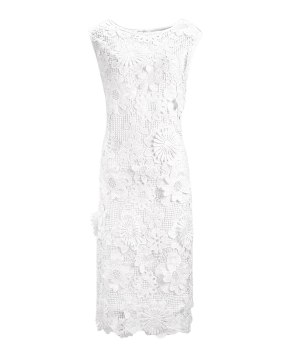 3D FLORAL LACE MIDI DRESS