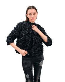 3D FLORAL TEXTURED BOLERO