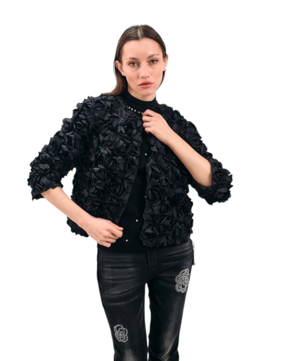 3D FLORAL TEXTURED BOLERO